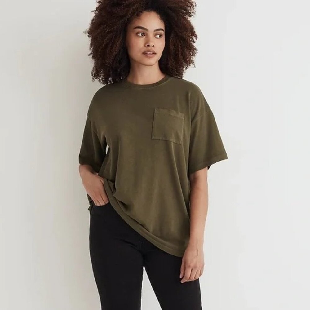 Madewell — Garment-Dyed Oversized Pocket Tee — Size XL